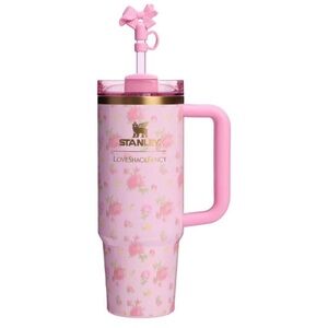Loveshackfancy Stanley NWT 30 oz Pink Ibiza Sunset Floral Tumbler with Bow Straw